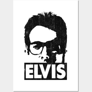 Elvis Costello // Black Vintage Style Posters and Art